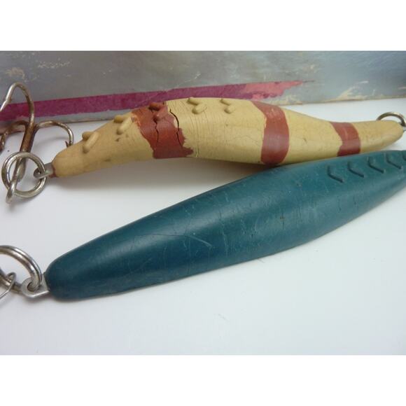 Vintage Fishing Lure Jig Lot-- Hard Plastic Bendo-Jig x 5 and Pole Hold - Picture 3 of 9